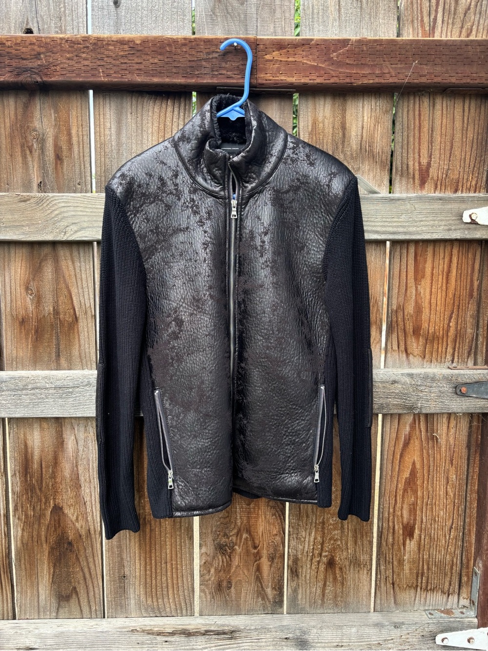 INC International Concepts Black Textured Front Zip Sweater